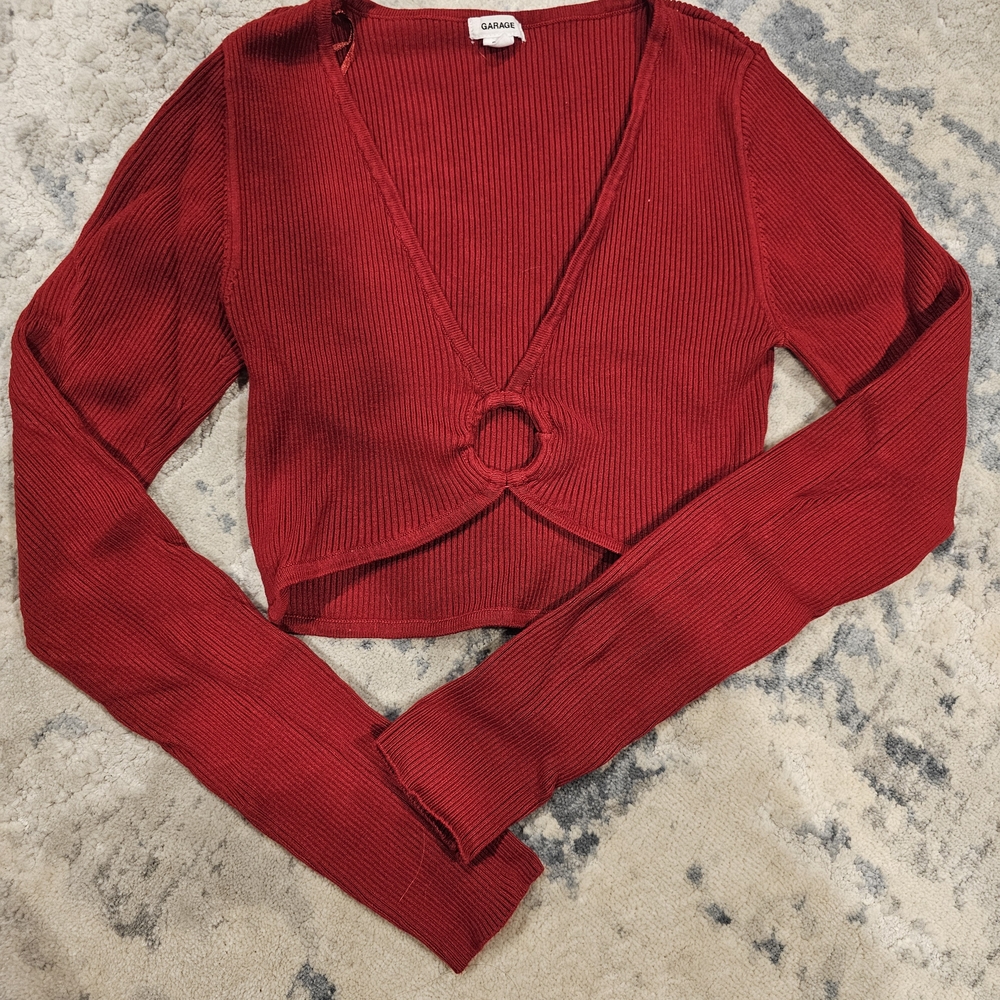 Garage Red Ribbed Top - Picture 2 of 5